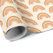 Boho Chic Rainbow Pattern in Blush en Terracotta Cadeaupapier (Rol Hoek)