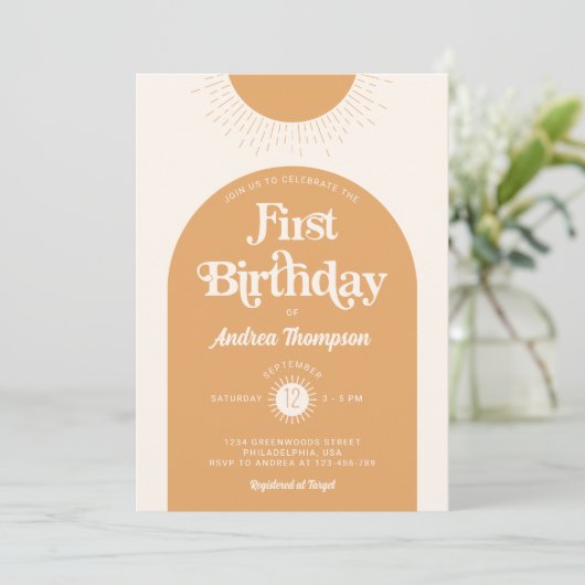 Boho Chic Ray of Sunshine Eerste Verjaardag Kaart (Staand voorkant)