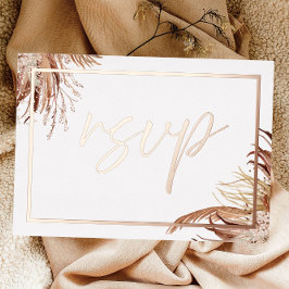 Boho Chic Real Roos Gold Foil Wedding RSVP Folie Uitnodiging