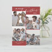 Boho Chic Red Kerstfoto Uniek Kerstfeest Feestdagenkaart (Staand voorkant)