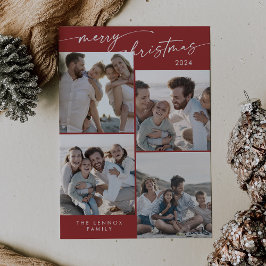 Boho Chic Red Kerstfoto Uniek Kerstfeest Feestdagenkaart