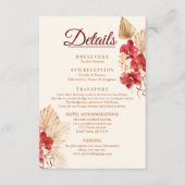 Boho chic red orchid herfst Custom Wedding Details Informatiekaartje (Voorkant)