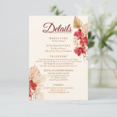Boho chic red orchid herfst Custom Wedding Details Informatiekaartje (Staand voorkant)