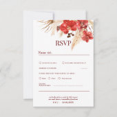Boho chic red orchid herfst Custom Wedding Details RSVP Kaartje (Voorkant)