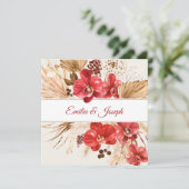 Boho chic red orchid herfst custom Wedding Kaart (Staand voorkant)