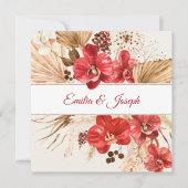 Boho chic red orchid herfst custom Wedding Kaart (Voorkant)