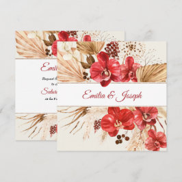 Boho chic red orchid herfst custom Wedding Kaart