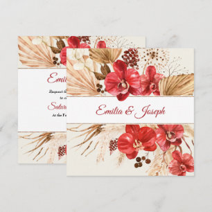 Boho chic red orchid herfst custom Wedding Kaart