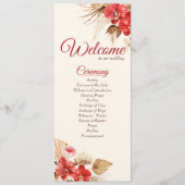 Boho chic red orchid herfst custom Wedding Program Programmakaart (Voorkant)