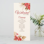 Boho chic red orchid herfst custom Wedding Program Programmakaart (Staand voorkant)