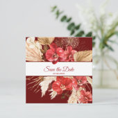 Boho chic red orchid herfst custom Wedding Save The Date (Staand voorkant)