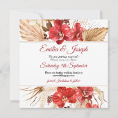 Boho chic red orchid herfst custom Wedding Save The Date (Achterkant)