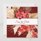 Boho chic red orchid herfst custom Wedding Save The Date (Voorkant)