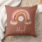Boho Chic Regenboog Leeuw Baby Naam Terracotta Kussen (Deken)