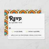 Boho Chic Retro 70's Bruiloft Voedsel Allergie RSV RSVP Kaartje (Voorkant / Achterkant)