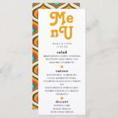 Boho Chic Retro 70's huwelijk Menu (Voorkant / Achterkant)