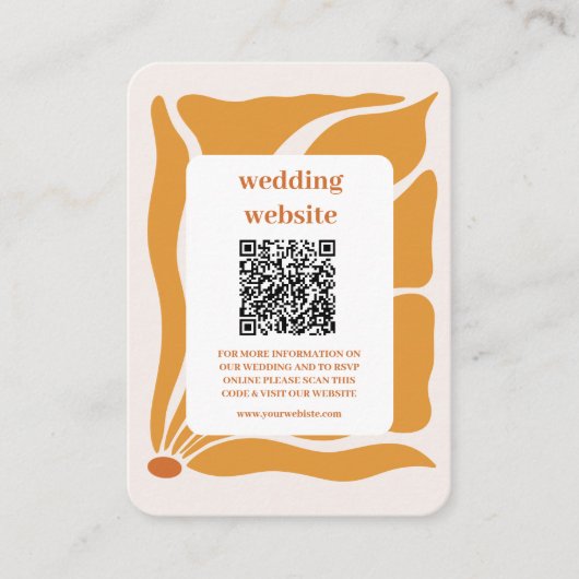 Boho Chic Retro Bloem Bruiloft Qr code Informatiekaartje (Voorkant)