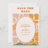 Boho Chic Retro Bloemen Bruiloft Save The Date (Voorkant)