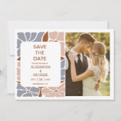 Boho Chic Retro Bloemen Bruiloftsfoto Save The Date (Voorkant)