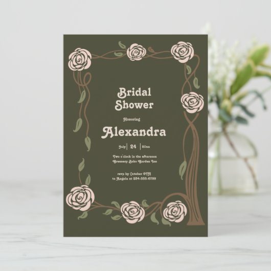 Boho Chic Retro Bloemen Retro Bruidszaaier Kaart (Staand voorkant)