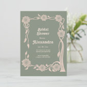 Boho Chic Retro Bloemige Retro Bruiloft Uitnodigin Kaart (Staand voorkant)