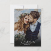 Boho Chic Retro Bloemige Trouwfoto Bedankkaart (Voorkant)