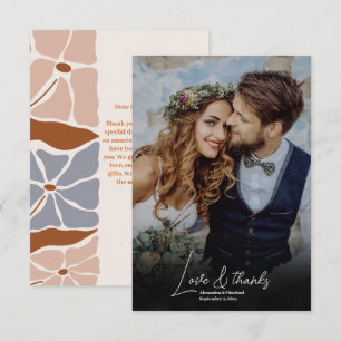 Boho Chic Retro Bloemige Trouwfoto Bedankkaart