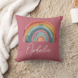 Boho Chic Retro gekleurde regenboog naam Dusty Roo Kussen