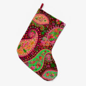 Boho Chic Retro Hippy Paisley Grote Kerstsok (Voorkant (Hangend))