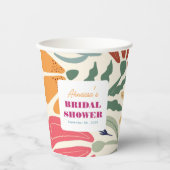 Boho Chic Retro Kleurrijke Bloem Bruidsfeest Papieren Bekers (Voorkant)