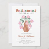 Boho Chic Retro Kleurrijke Bloemen Pensioen Partij Kaart (Voorkant)