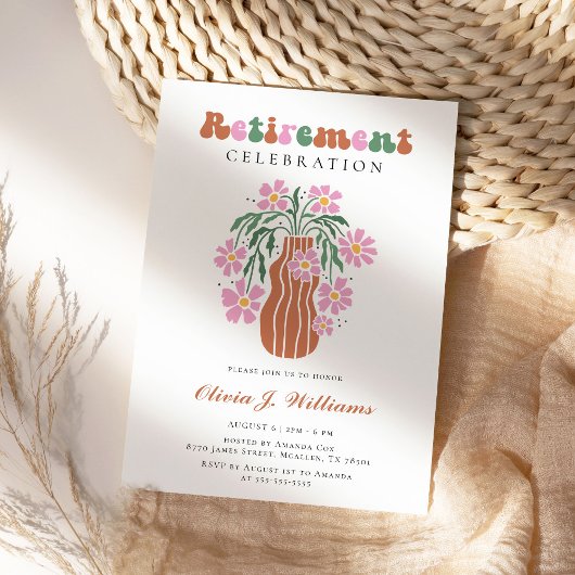 Boho Chic Retro Kleurrijke Bloemen Pensioen Partij Kaart