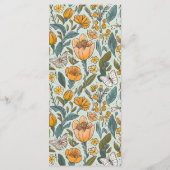 Boho Chic Retro Kleurrijke Bloemige Bruiloft Menu (Achterkant)