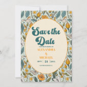 Boho Chic Retro Kleurrijke Bloemige Bruiloft Save The Date (Voorkant)