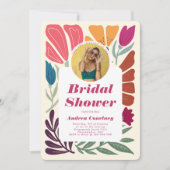 Boho Chic Retro Kleurrijke Vrijgezellenfeest Foto Kaart (Voorkant)