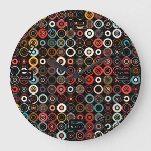 Boho Chic Retro Klok Kleurrijke Cirkelkunst (Voorkant)