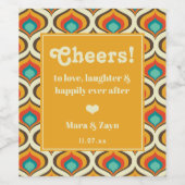 Boho Chic Retro Patroon Wijn Etiket (Enkel label)