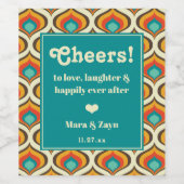 Boho Chic Retro Patroon Wijn Etiket (Enkel label)