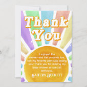 Boho Chic Retro Waterverf Rainbow Sun Bedankkaart (Voorkant)