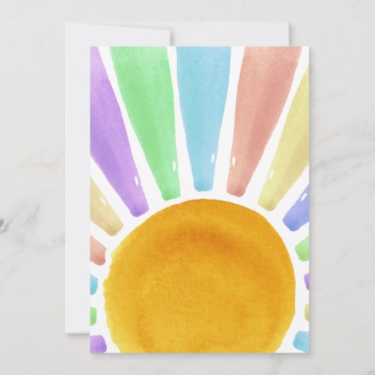 Boho Chic Retro Waterverf Rainbow Sun Bedankkaart (Achterkant)
