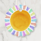 Boho Chic Retro Waterverf Rainbow Sun Dank u Bedankjes Labels (Achterkant)