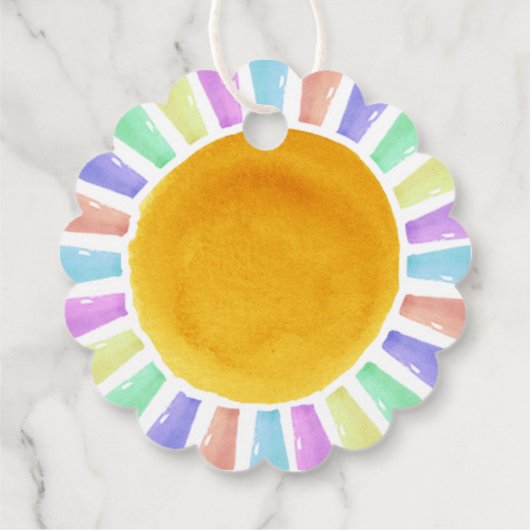 Boho Chic Retro Waterverf Rainbow Sun Dank u Bedankjes Labels (Achterkant)