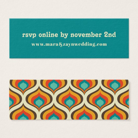 Boho Chic Retro Wedding Website RSVP Mini Visitekaartjes (Voorkant /achterkant)