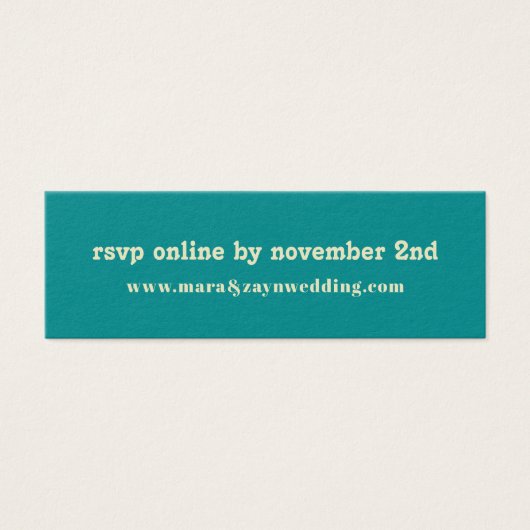 Boho Chic Retro Wedding Website RSVP Mini Visitekaartjes (Voorkant)