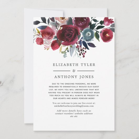 Boho Chic Rode en Marine Uitgeklede Gastlijst Aankondiging (Voorkant)