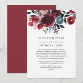 Boho Chic Rode en Marine Uitgeklede Gastlijst Aankondiging (Voorkant / Achterkant)