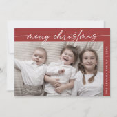 Boho Chic Rode Foto Leuk Familie Kerstmis Feestdagenkaart (Voorkant)