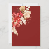 Boho chic rode orchidee herfst aangepaste bruiloft kaart (Achterkant)