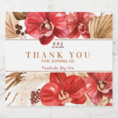 Boho chic rode orchidee herfst op maat "Bedankt" Likeurfles Etiket (Enkel label)