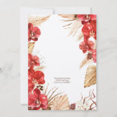 Boho chic rode orchidee val bruiloft uitnodiging (Achterkant)